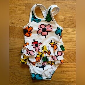 Hanna Andersson Baby Multi-Colored Floral One Piece Swimsuit with Ruffles
